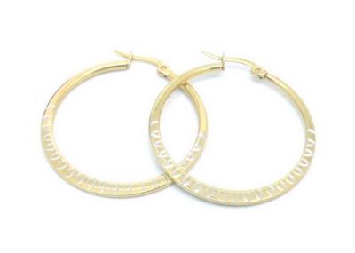 China 30mm Shinning Stainless Steel Earrings Circle Round Shape With Craved Oval Link for sale