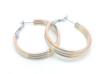 China 40mm Stainless Steel Gold Hoop Earrings , Women's Silver Plated Earrings for sale