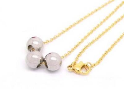 China Classic Sweet Style Stainless Steel Necklace Gold Plated With 3 Roll Balls for sale