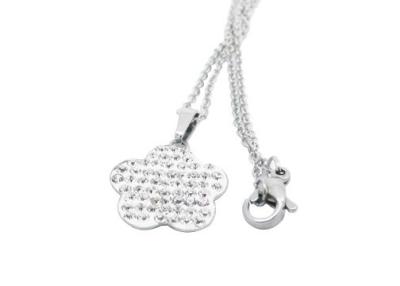 China Fashion Stainless Steel Jewelry Necklace , Stainless Chain Necklace With Flower Pendant for sale