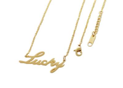 China Lucky Monogram Pendant Stainless Steel Chain Necklace With Lobster Claw Clasp for sale