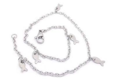 China Decorative Mini Fish Charms Stainless Steel Ankle Bracelet With Extender Chain for sale