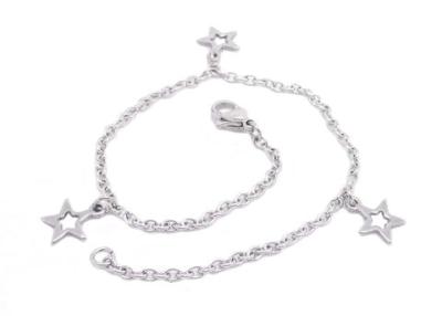 China Children Non - Allergic Ankle Charm Bracelet With Three Piece Cut - Out Stars Charms for sale