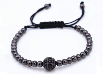 China Adjustable Luxury Woven Beaded Bracelet , Fashion Round Bead Bracelet For Men for sale