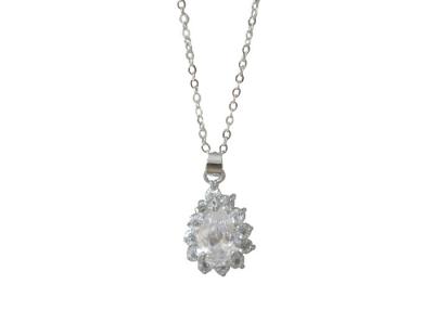 China Clear Crystal CZ 925 Sterling Silver Charm Necklace In Teardrop Shape for sale