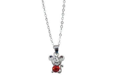 China Handcrafted Child Sterling Silver Charm Necklace In Lovely Mini Mouse Shape for sale