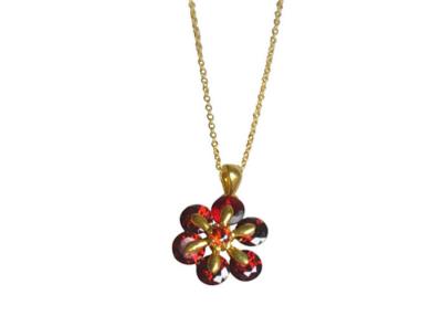 China 18K Gold Plated Girls Sterling Silver Charm Necklace With Flower Pendant for sale