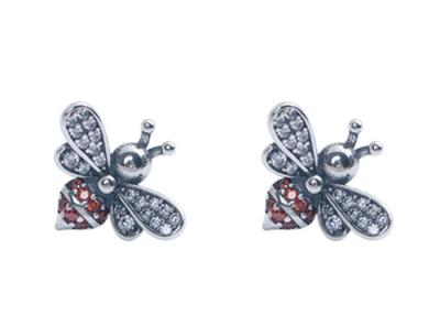 China S925 Silver Small Fresh & Cute Little Bee Earrings Fashion Trend Inlaid Zircon Ear Jewelry for sale