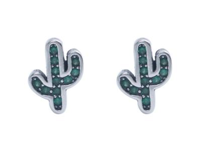 China Personality Cactus 925 Sterling Silver Earrings Fashion Inlaid Zircon Small Fresh Ear Jewelry for sale