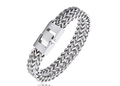 China Punk Vintage Jewelry Stainless Steel Bangle Bracelets Double Chains Silver Color for sale