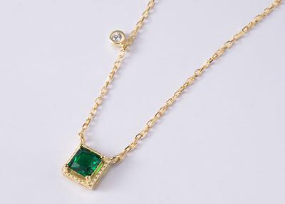 China Simple Square Natural Emerald Zircon Necklace Diamond Inlaid Gold - Plated Craft Set Chain for sale