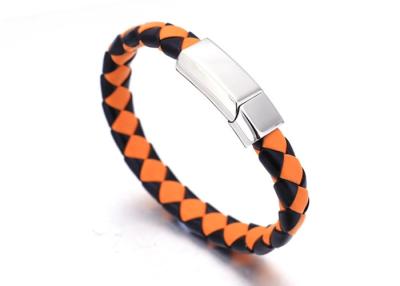 China Custom Wholesale Handmade Mens Women Stainless Steel Braided Leather Rope Bracelet for sale