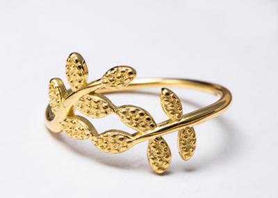 China New Leaf Ring Women'S Gold 925 Sterling Silver Rings Fashion Hand Jewelry for sale