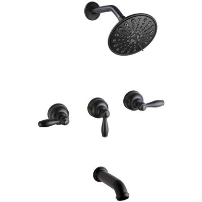 China Factory Outlet Other 3 Matte Black High Flow Cartridge Bath And Shower Faucets Set With 6 Shower Set for sale