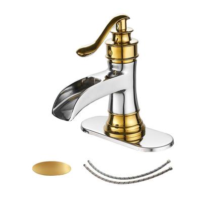 China Other Waterfall Single Handle Chrome Gold With Overflow Hole Single Rod Tub Sink Toilet Lead-Free Bathroom Faucet for sale