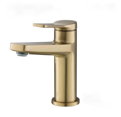 China Other Oxidation Resistant Pure Copper Single Handle Basin Brushed Gold Bathroom Faucet for sale