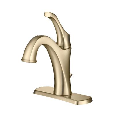 China Other Single Handle Pure Copper Limestone Gold Durable Brushed Bathroom Faucet for sale