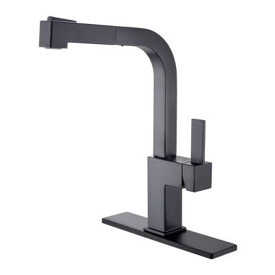 China Pull Out Spray Matte Black Modern Kitchen Faucet With Pull Out Spray Square Kitchen Sink Faucet for sale