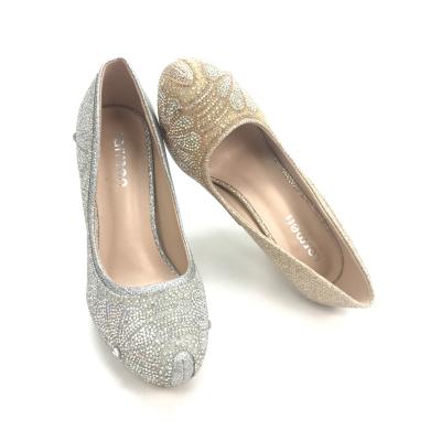 China Sexy Women Anti-Slippery Closed Around Toe Slip-On Platform High Heel Dress Pump Glitter Crystal Rhinestone for sale