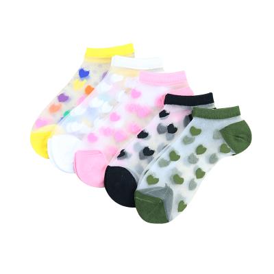 China QUICK DRY women short bangs crystal sock with heart design girl sock la belle for sale