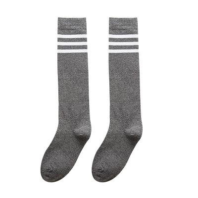 China Wholesale Warm Cute Funny Ladies Three-bar Solid Color Women's Knee-Length Socks QUICK DRY cotton socks for sale