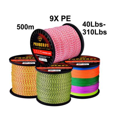 China Factory Wholesale 9X 500m Super Strong 9 Strands 40LBS-100LBS Japan PE Braided Fishing Line Float Marker 3 Color Options for sale