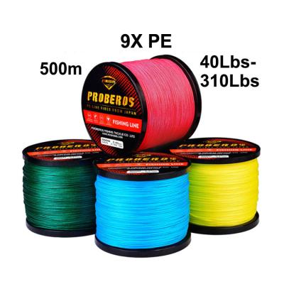 China Factory Wholesale 9X 500m Super Strong 9 Strands 40LBS-310LBS Japan PE Braided Fishing Line Float Marker 5 Color Options for sale