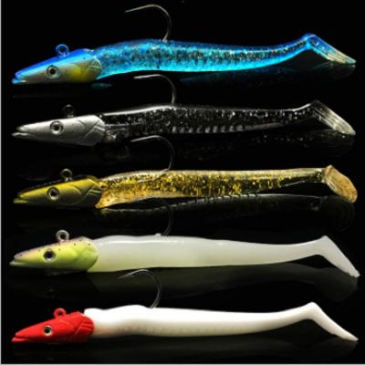 China Soft Lead PVC Plastic Head Fishing Lure Set 22g12.5cm 5 Color Bionic Lure Fishing Set for sale