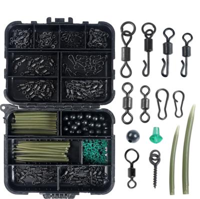 China 300pcs European Metal +rubber Carp Fishing Accessories Set Swivel And Hook Set Fishing Tackle Box for sale