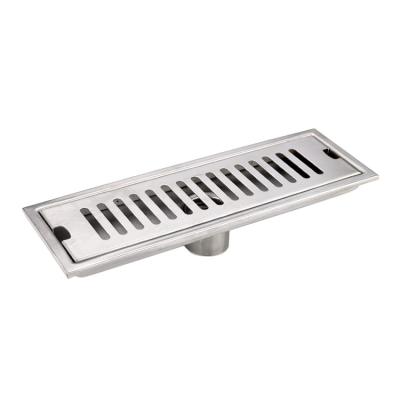 China Modern Trap Gold Color Long Base 28 x 48 Left Floor Drain 304 Stainless Steel Rectangular Shower Drain Mondeway for sale