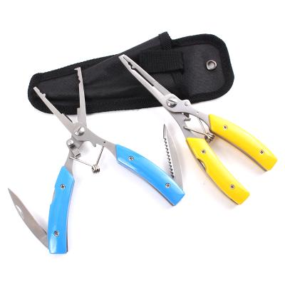 China Professional Multi Function 3cr13 Stainless Steel Fishing Scissors Accessories Plastic Handle Fishing Pliers Tools for sale