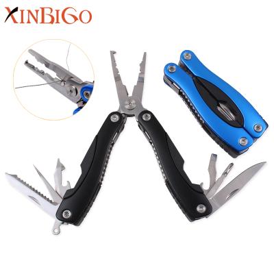 China wholesale multifunctional fishing tackle portable folding fishing pliers with nylon bag 16.8*4.3cm for sale