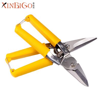 China Amazon Hot Selling Professional Eco-friendly High Hardness Aviation Tin Snips Universal Electrician Cable Scissor Wire Cutting Scissors for sale