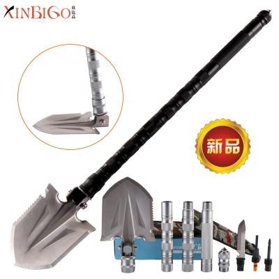 China High Quality Eco-friendly Stainless Steel Multifunctional Shovel Long Handle Folding Camping Shovel for sale