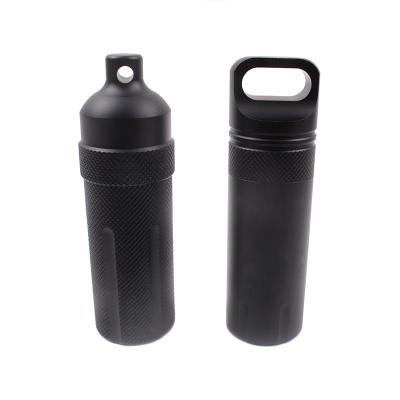 China Outdoor Survival Camping Survival Medicine Bottle Pill Box Sealed Waterproof Container With Key Chain for sale