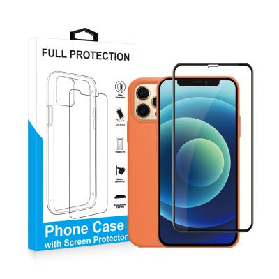 China Vmax Simple Easy Silicone Phone Case 360 ​​Full Cover 3D Clear Tempered Glass &Phone Case For Iphone Max 12/12pro /12pro for sale