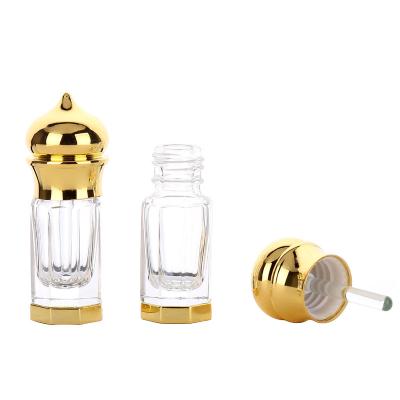 China Metal Cosmetic Arabic Cap Bottom Glass Vials 3ml Perfume Bottles for sale