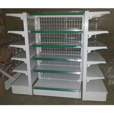 China Single Sided Grid Panel Wire Gondola Rear Shelving With End Unit for sale