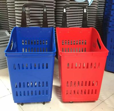 China mobile plastic rolling and shopping basket with wheels SHOWITE-B023 for sale