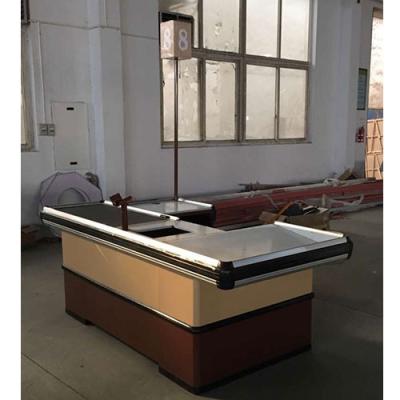 China Esd protection supermarket cash desk with stainless steel table top for shops and stores for sale