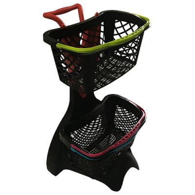 China Plastic displaying shopping trolley with shopping baskets for sale