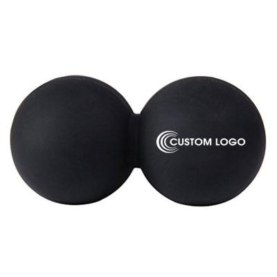 China Custom Made Eco-Friendly Logo Silicone Rubber Myofascial Release Double Deep Tissue Lacrosse Peanut Massager Ball for sale