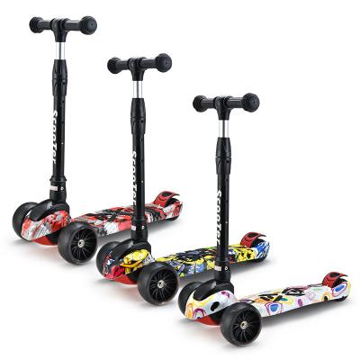 China Wholesale Light Scooter 3 Wheel PU Printing 3 Wheel PU Water Kick Scooter Foldable Strick for sale