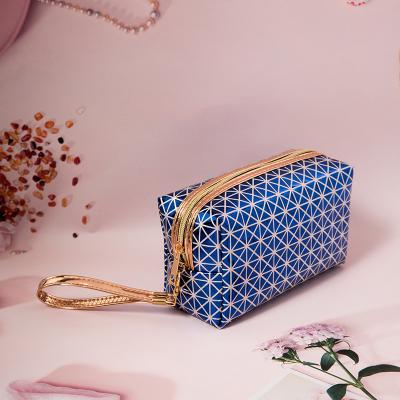 China High Quallity New Lady Mig Mirror Octagonal Waterproof Makeup Storage Bag Large Capacity Pu Leather Travel Toiletry Cosmetics Storage Bag for sale