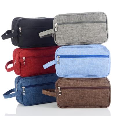 China High Quallity Custom Label Logo Men Travel Nylon Toiletry Bag Wholesale Portable Handle Solid Color Large Capacity Makeup Cosmetic Bag for sale