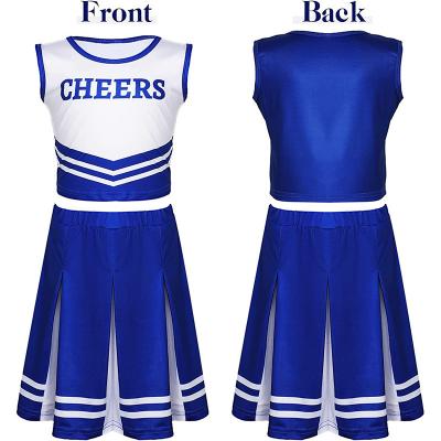 China Breathable Hot Sale Children's Cheerleading Uniforms Sexy School Girl Cheerleader  Sleeveless Round Cheer Dress Mini Pleated Skirt for sale