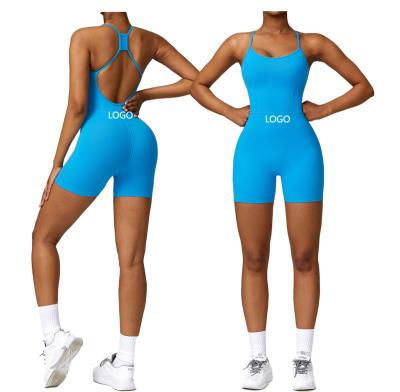 China Breathable Sexy Rompers Jumpsuit Fitness Yoga Wear One Piece Short Yoga Set Breathable Fast Dry High Stretchy Dance Yoga Playsuit for sale