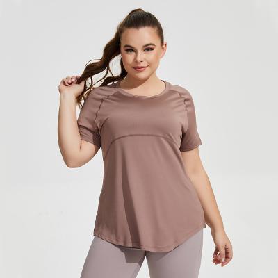 China Breathable XXXL Custom Drop Shoulder T-Shirt With Split Hem Plus Size Yoga Women Dress Plain Women's T-Shirts for sale