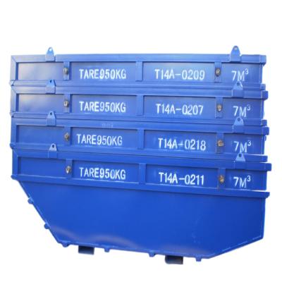 China Q235 T14A 7m3 steel marrel pop up garbage truck metal waste containers with crane and tipping eyes for outdoor for sale