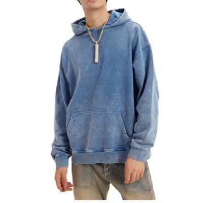 China Anti-Wrinkle Acid Wash Distressed OEM Patch For Cutting And Sew Zipper Hoodie Vintage Acid Wash Hoodie for sale